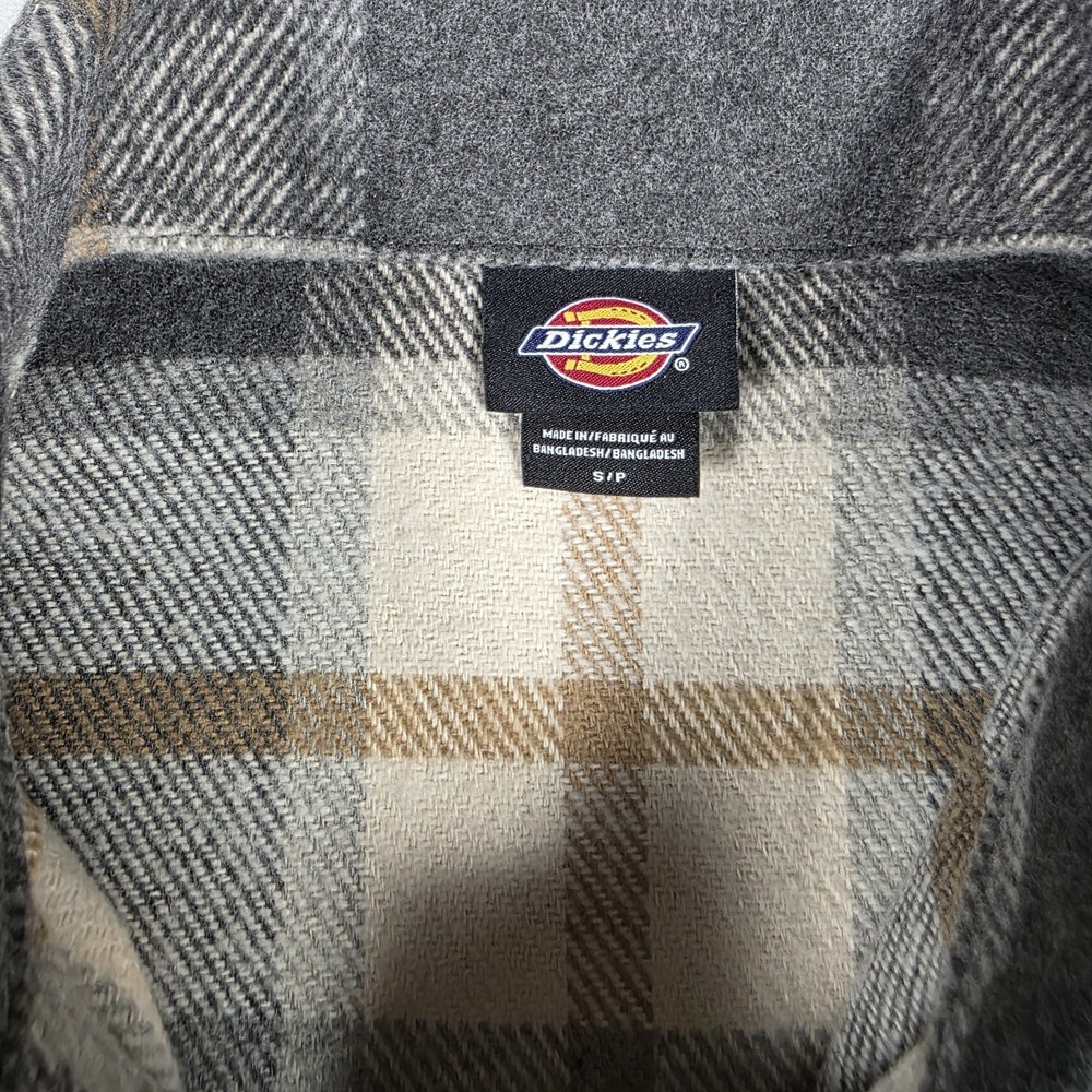 Dickies Women Flannel Shacket Jacket Small Gray Plaid Button Up Warm Workwear - Picture 6 of 14